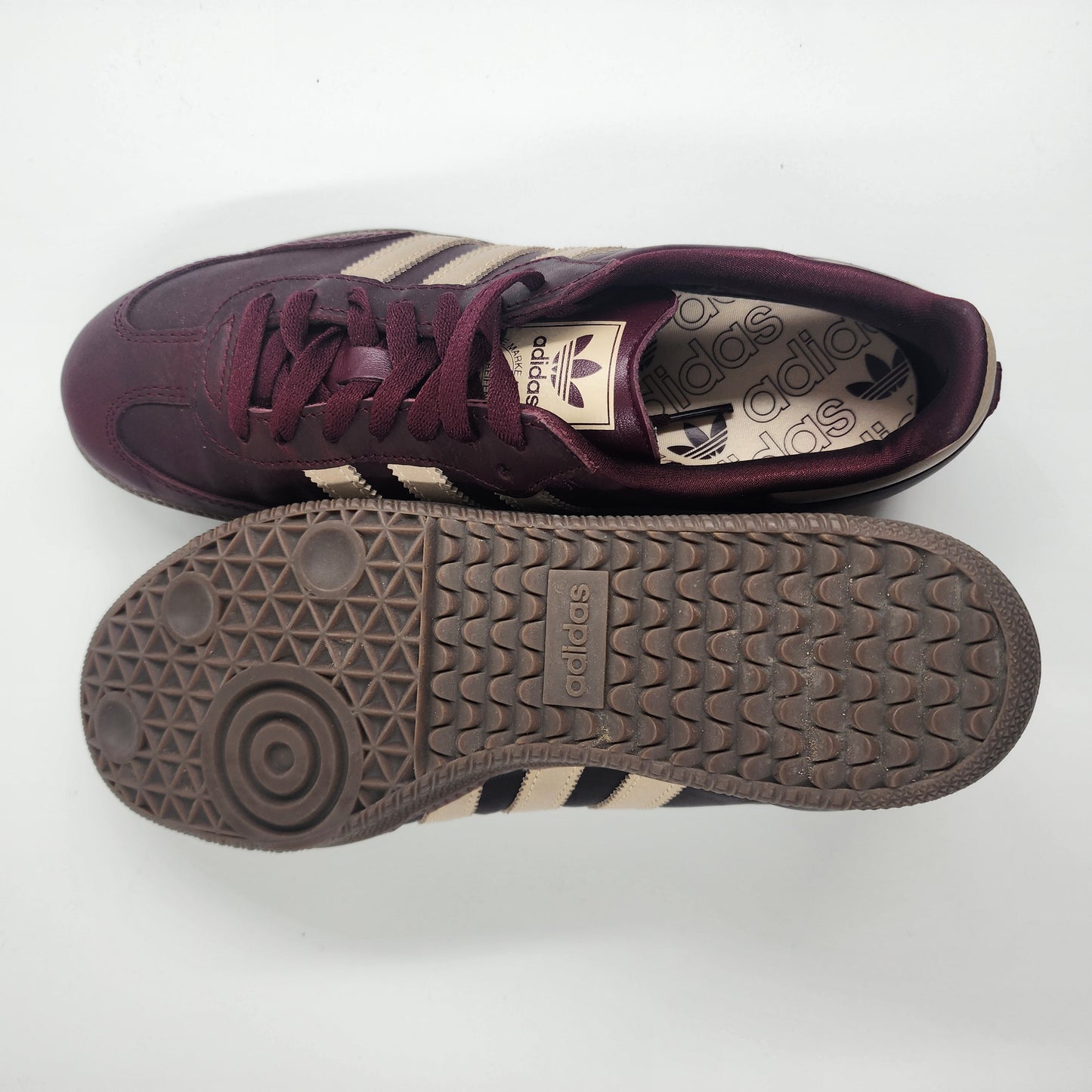 Adidas Samba OG "Maroon/Crystal Sand/Gold Metallic" Trainers - UK 7.5