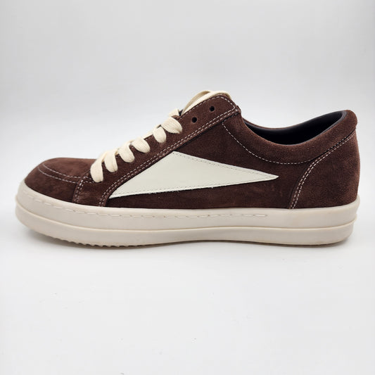 Rick Owens Women's Cream vintage DARK DUST Suede Low Top Trainers Size EU 42