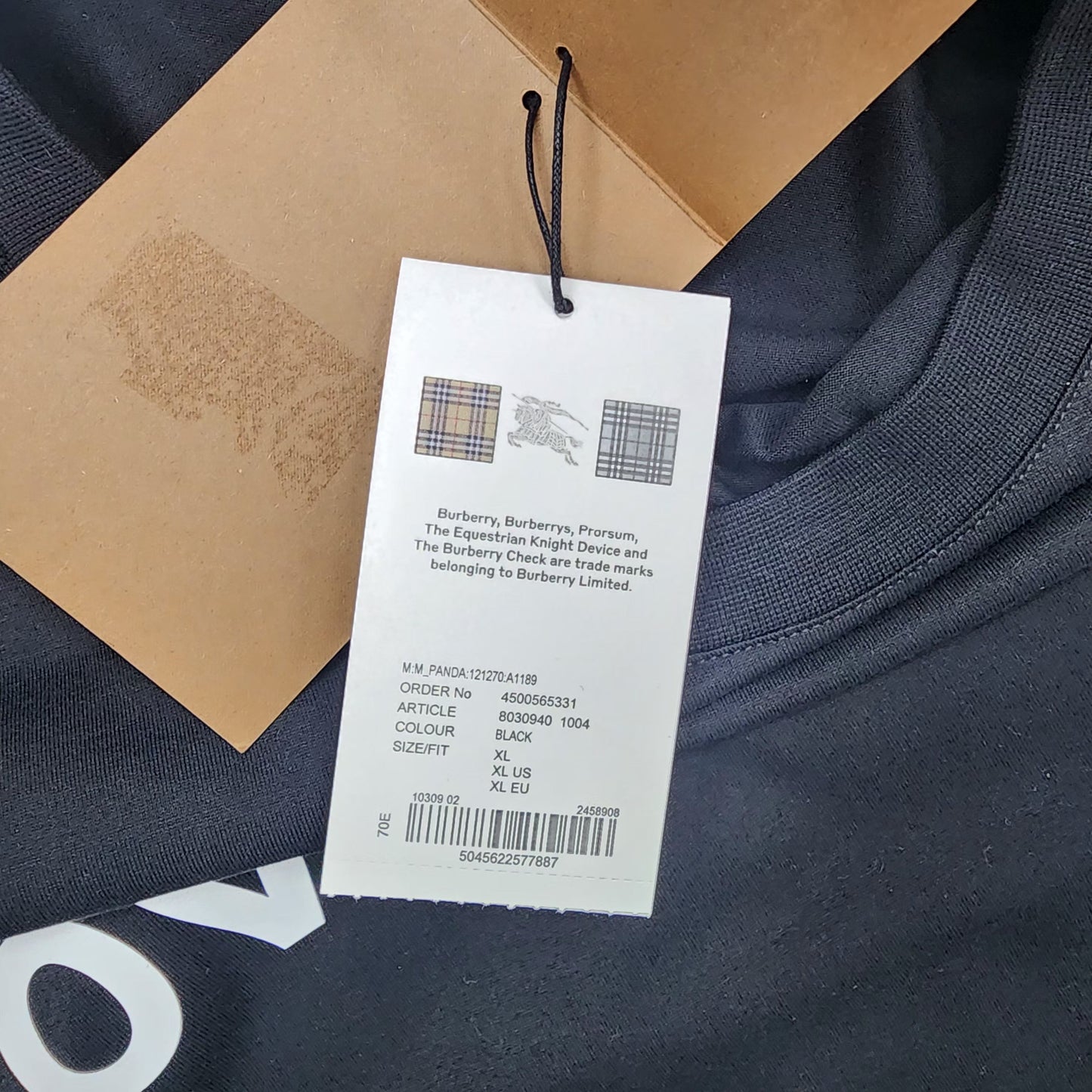 Burberry Love Pigeon Men's Black T-Shirt - XL