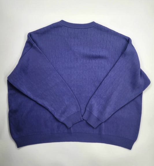 Monochrome Blue Knitted Unisex Sweater - 5XL