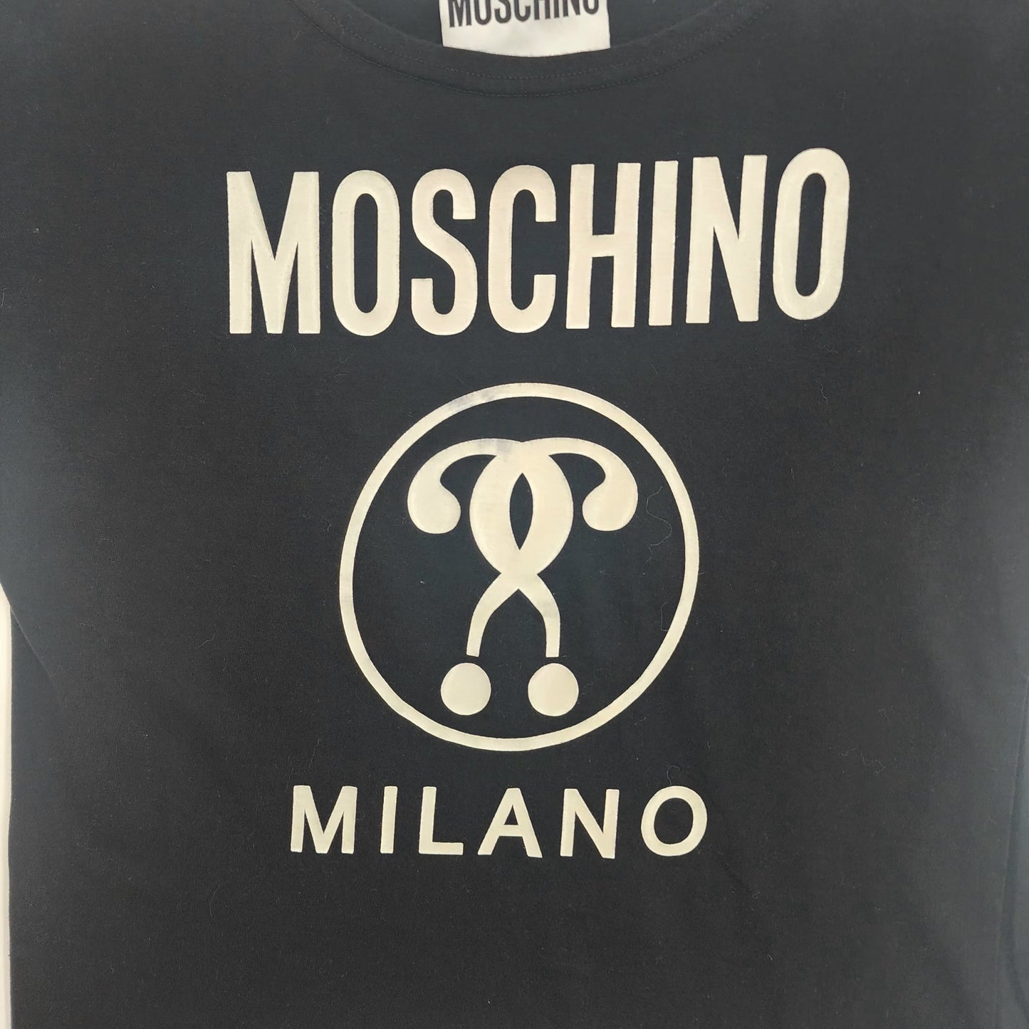 Moschino Milano Double Question Mark Women's Black T-Shirt - M