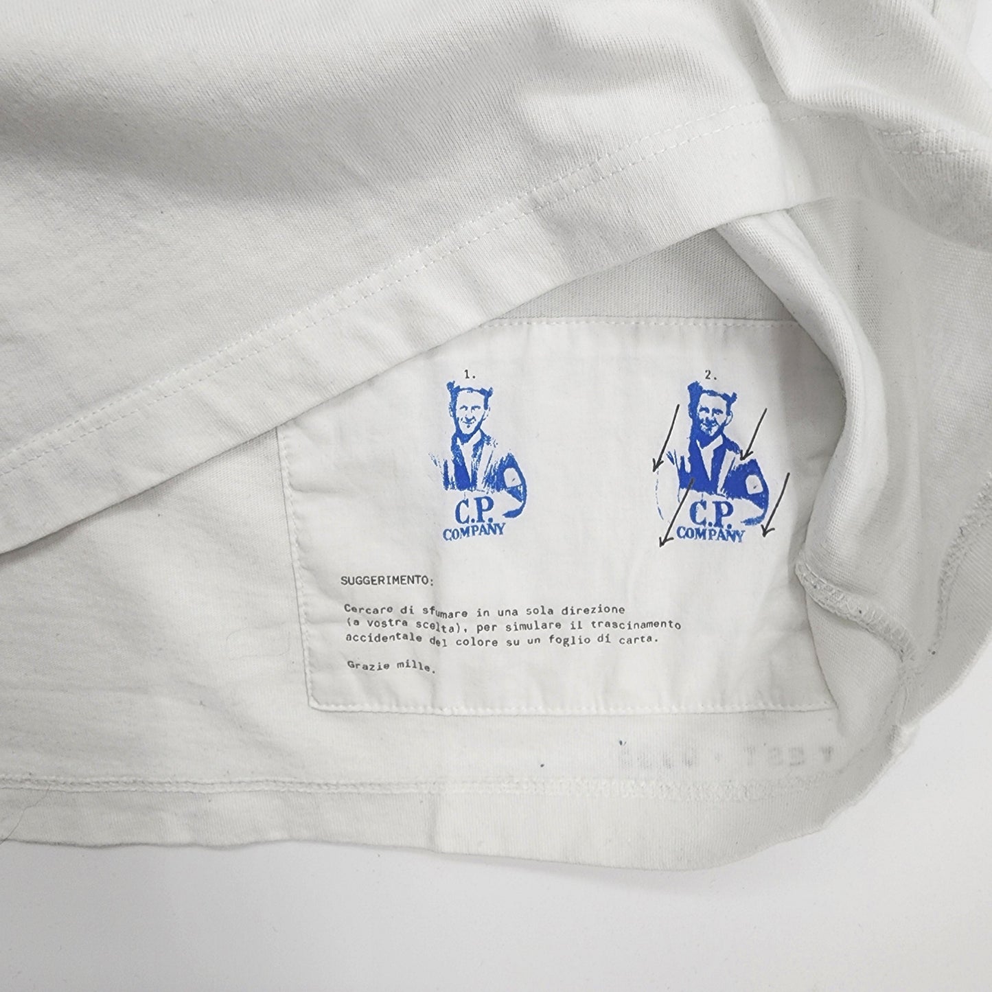 C.P Company Hand Blurry Logo Printed Jersey T-Shirt White - Size XS