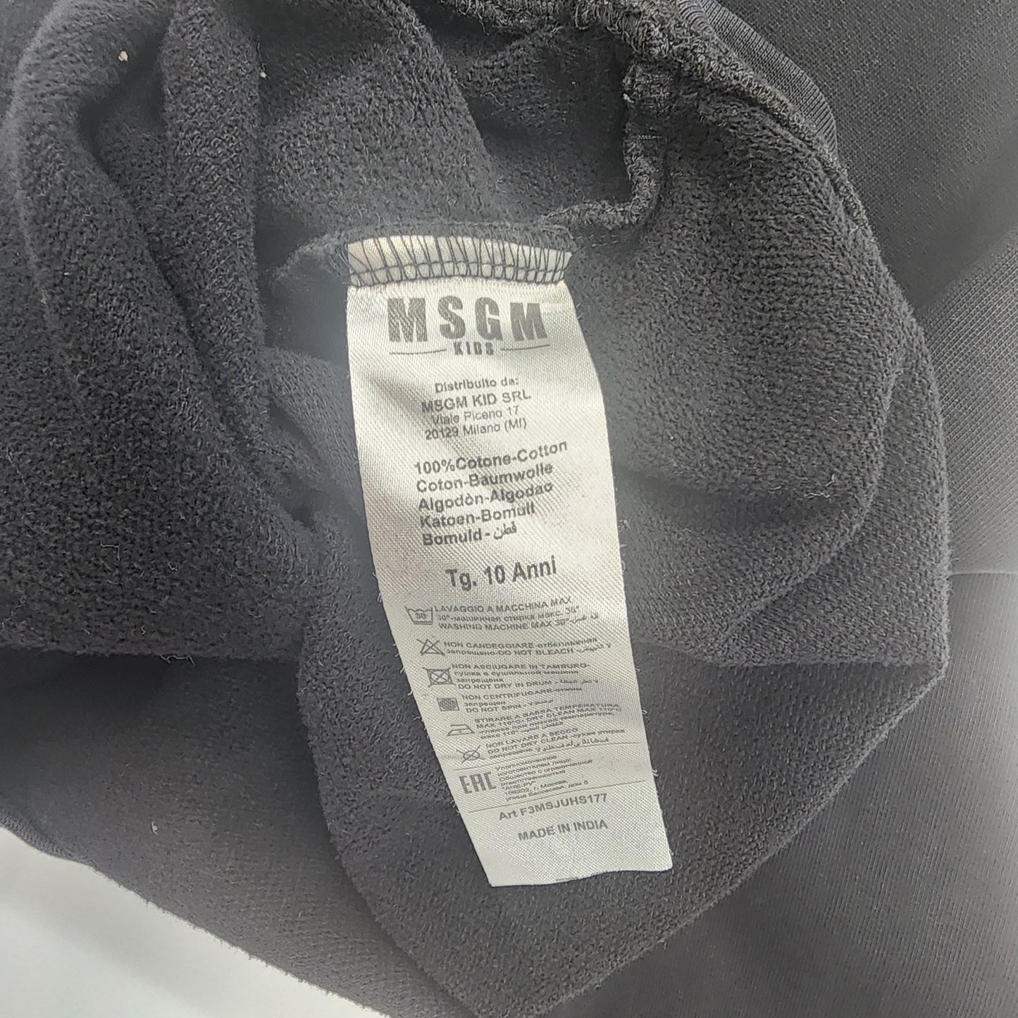 MGSM Kids Black Hoodie Size - 10 Years