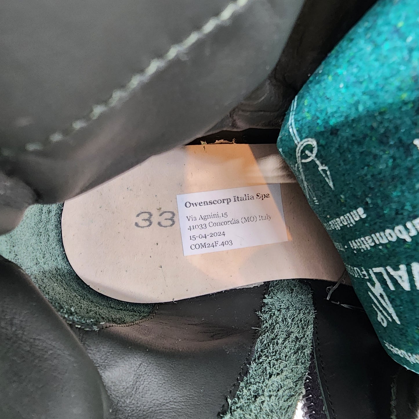 Rick Owens Kids Geobasket Dark Green/ Milk White Sneaker - Size 33