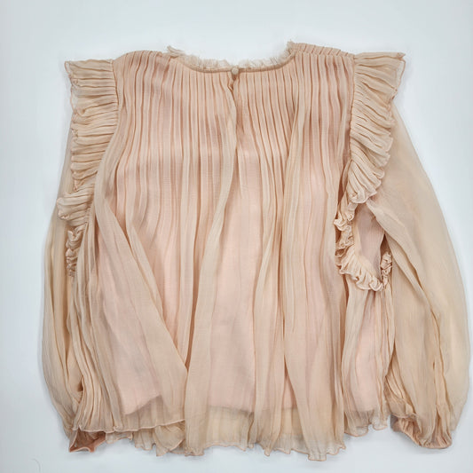 Chloé Kids Pale Pink Ruffle-Detail Silk Blouse - Size 12 years