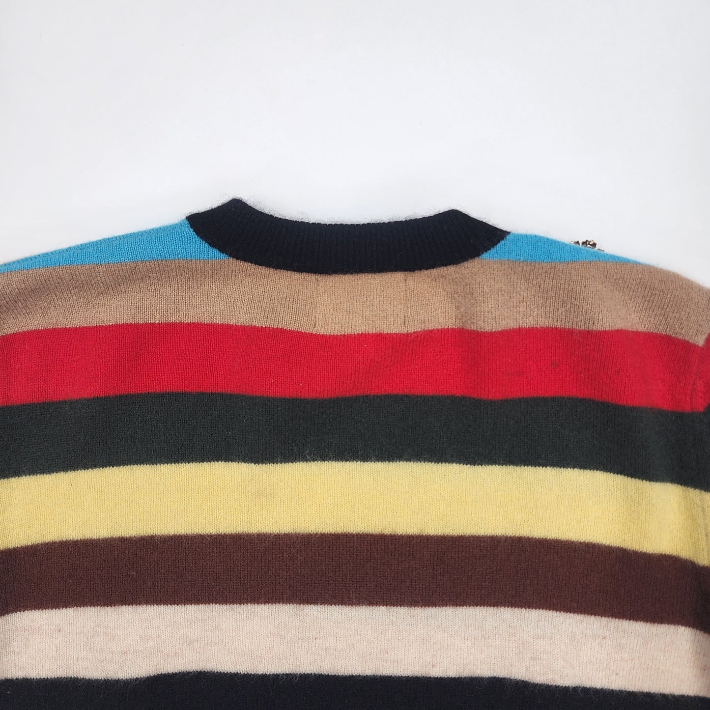 Ganni Women's Crystal Button Stripe Cashmere Jumper - Size XS