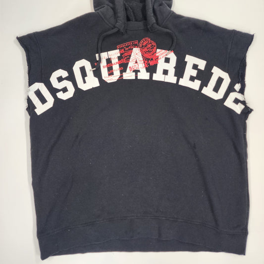 DSQUARED2 Sleeveless Black Hoodie - Size XXL