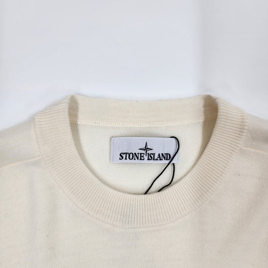 Stone Island Cream Compass Wool Sweater - Size M