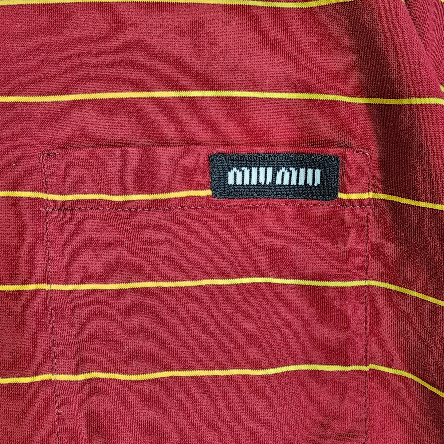Miu Miu Amaranth Striped Cotton T-Shirt - Size S