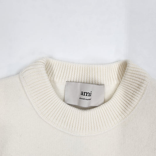 AMI Paris Unisex Cream/White Knit Wool Sweater - Size M