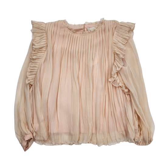 Chloé Kids Pale Pink Ruffle-Detail Silk Blouse - Size 12 years