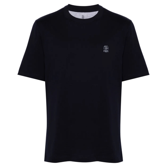 Brunello Cucinelli Embroidered Motif Unisex Black T-shirt