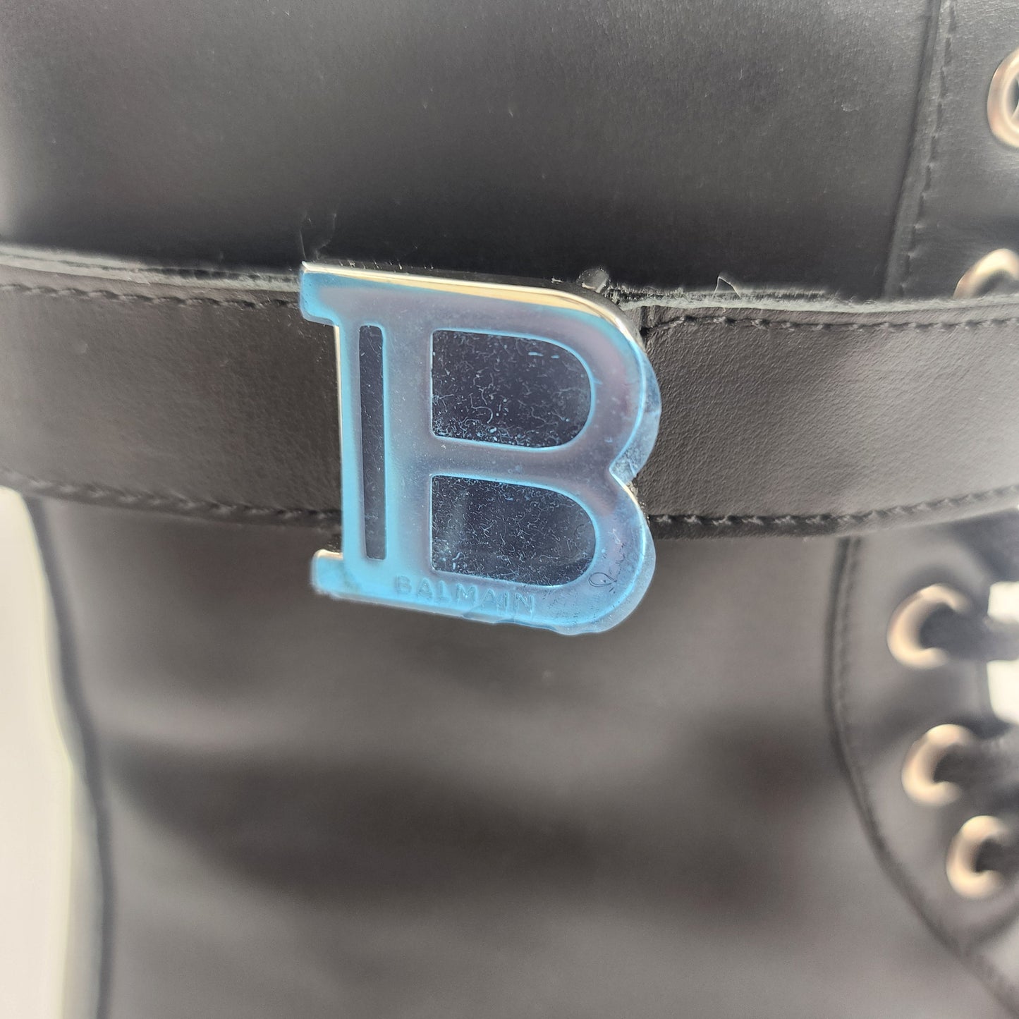 Balmain Paris Black Leather Boots - Size EU 37