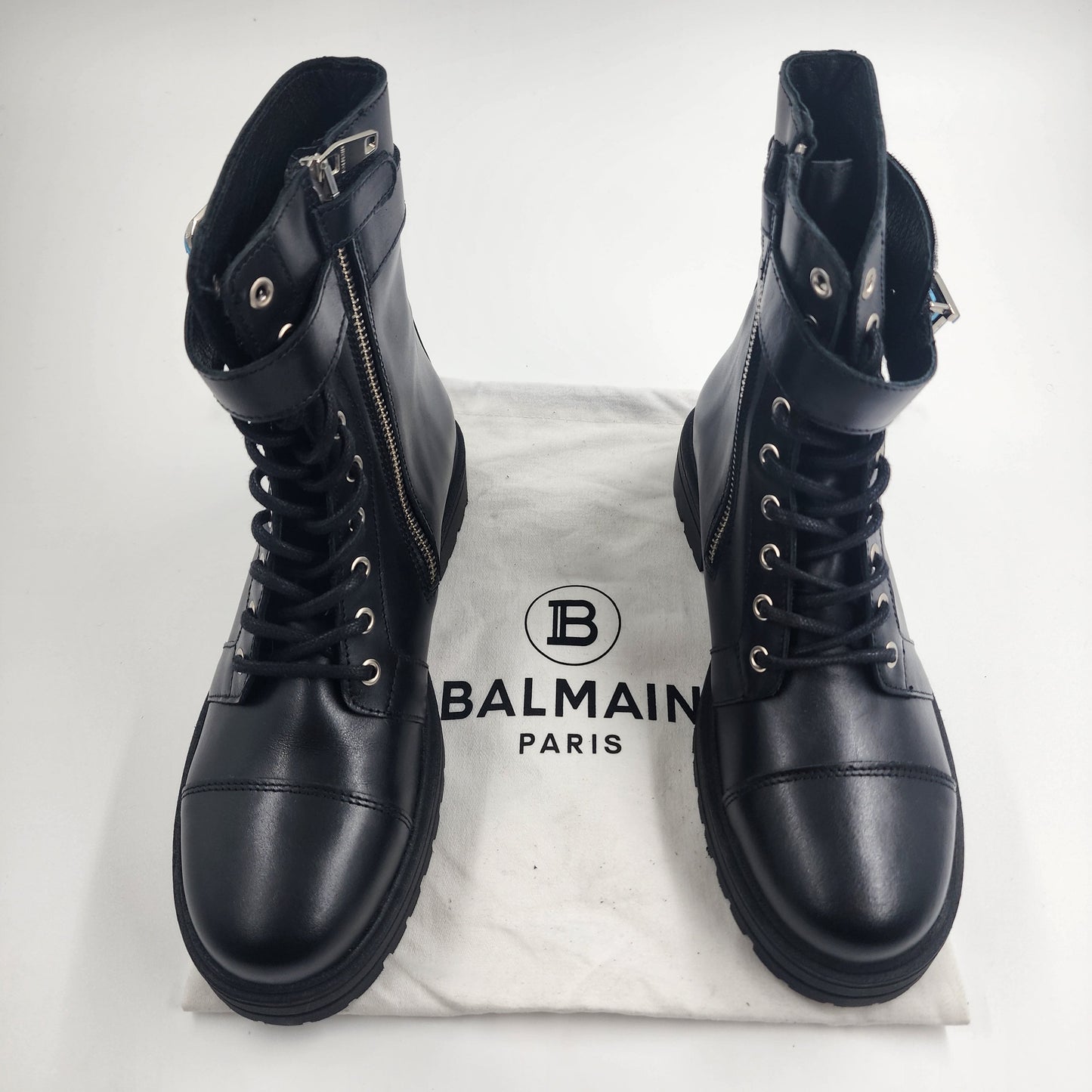 Balmain Paris Black Leather Boots - Size EU 37