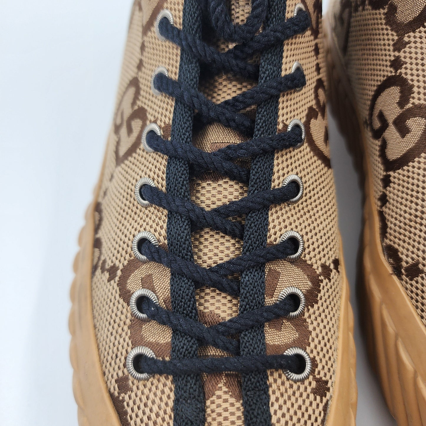 Gucci Maxi GG Logo High-Cut Sneakers 703034  Brown Beige - EU 39