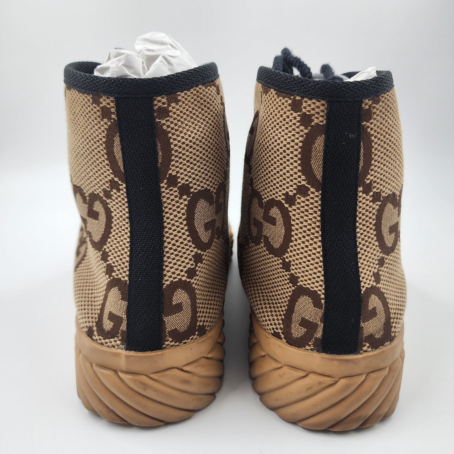 Gucci Maxi GG Logo High-Cut Sneakers 703034  Brown Beige - EU 39