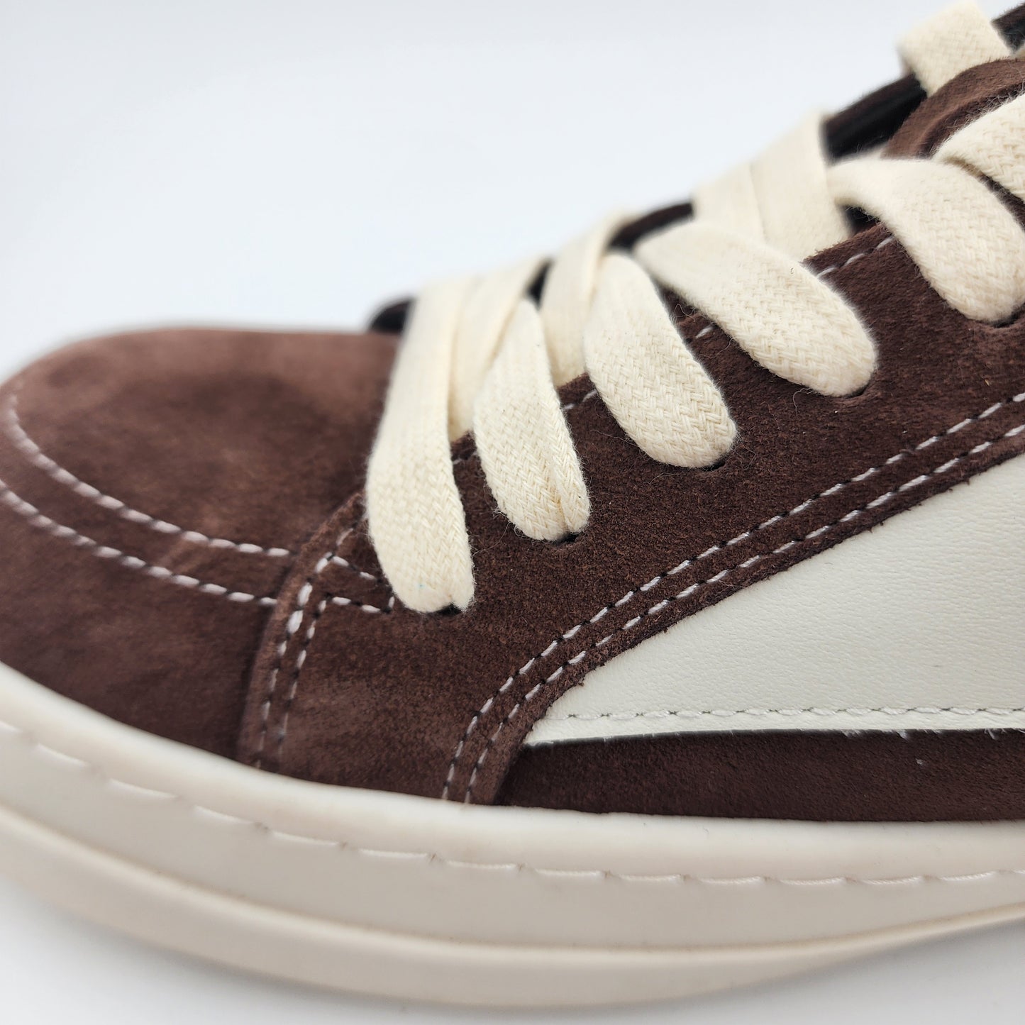 Rick Owens Women's Cream vintage DARK DUST Suede Low Top Trainers Size EU 42