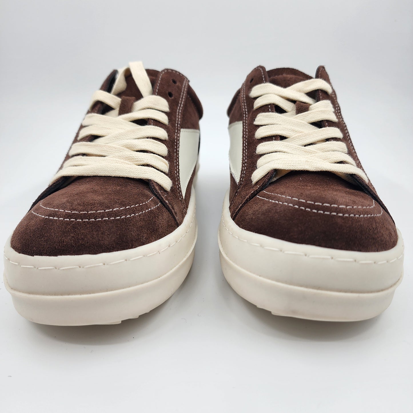 Rick Owens Women's Cream vintage DARK DUST Suede Low Top Trainers Size EU 42
