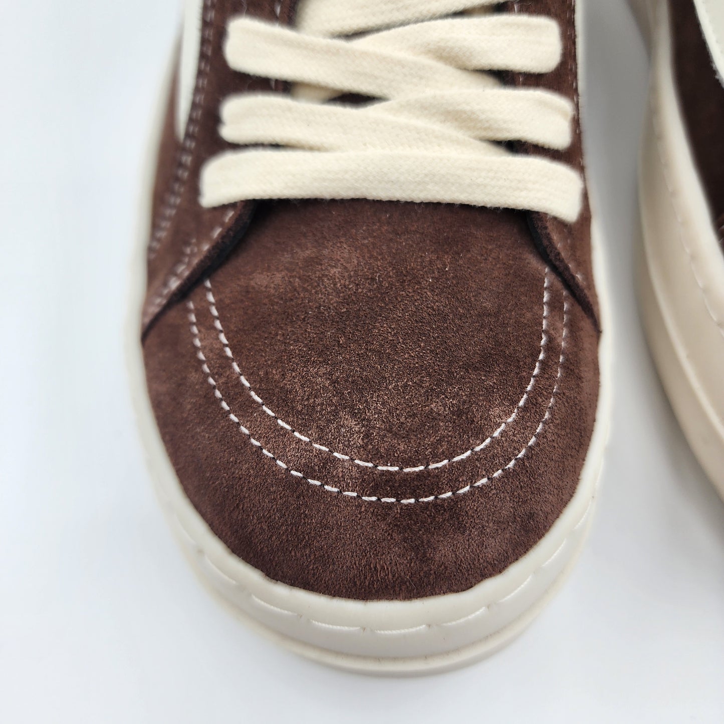 Rick Owens Women's Cream vintage DARK DUST Suede Low Top Trainers Size EU 42