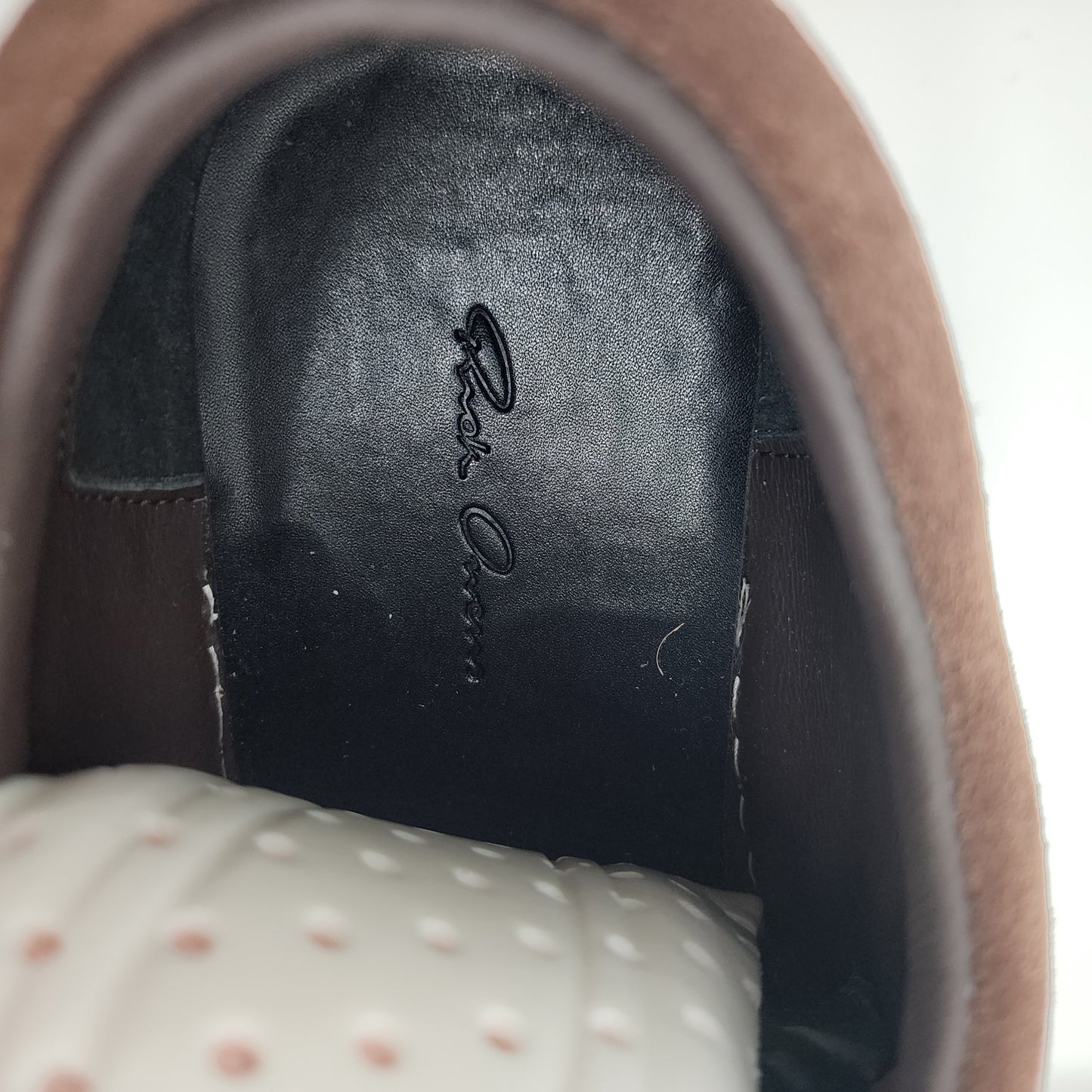 Rick Owens Women's Cream vintage DARK DUST Suede Low Top Trainers Size EU 42