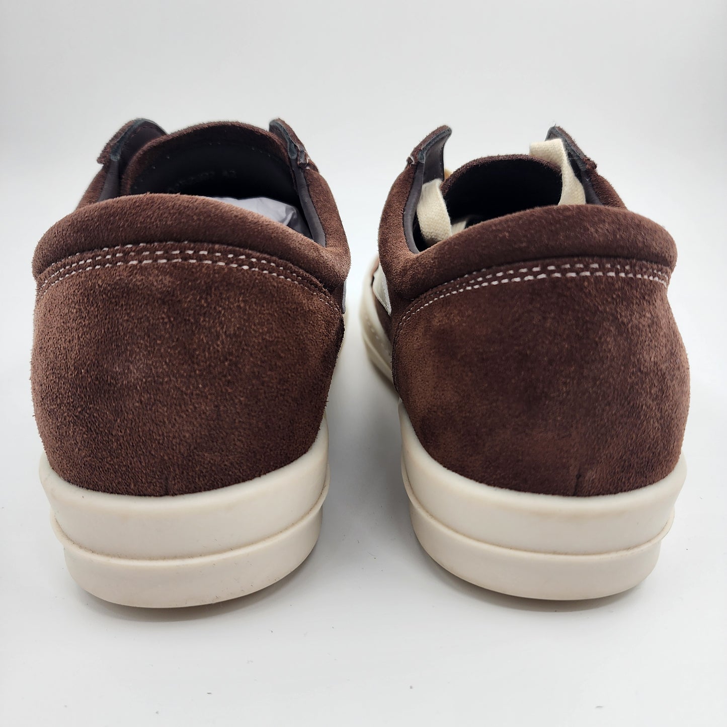 Rick Owens Women's Cream vintage DARK DUST Suede Low Top Trainers Size EU 42