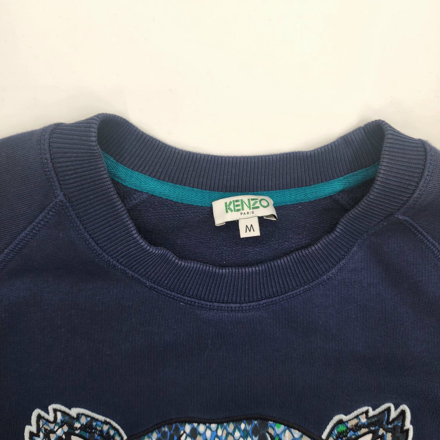 Kenzo Paris Silk Face Tiger Crew Navy Blue Sweatshirt - M