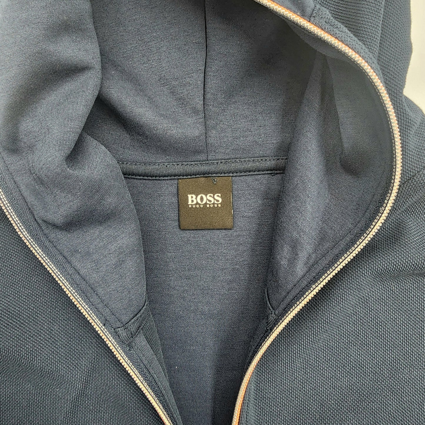 Hugo Boss Navy Blue Zip Up Men's Hooded Sweatshirt - Size XL