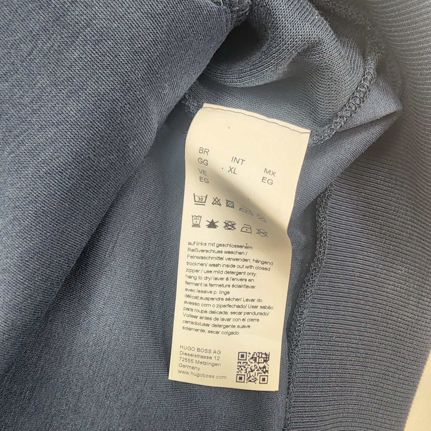 Hugo Boss Navy Blue Zip Up Men's Hooded Sweatshirt - Size XL