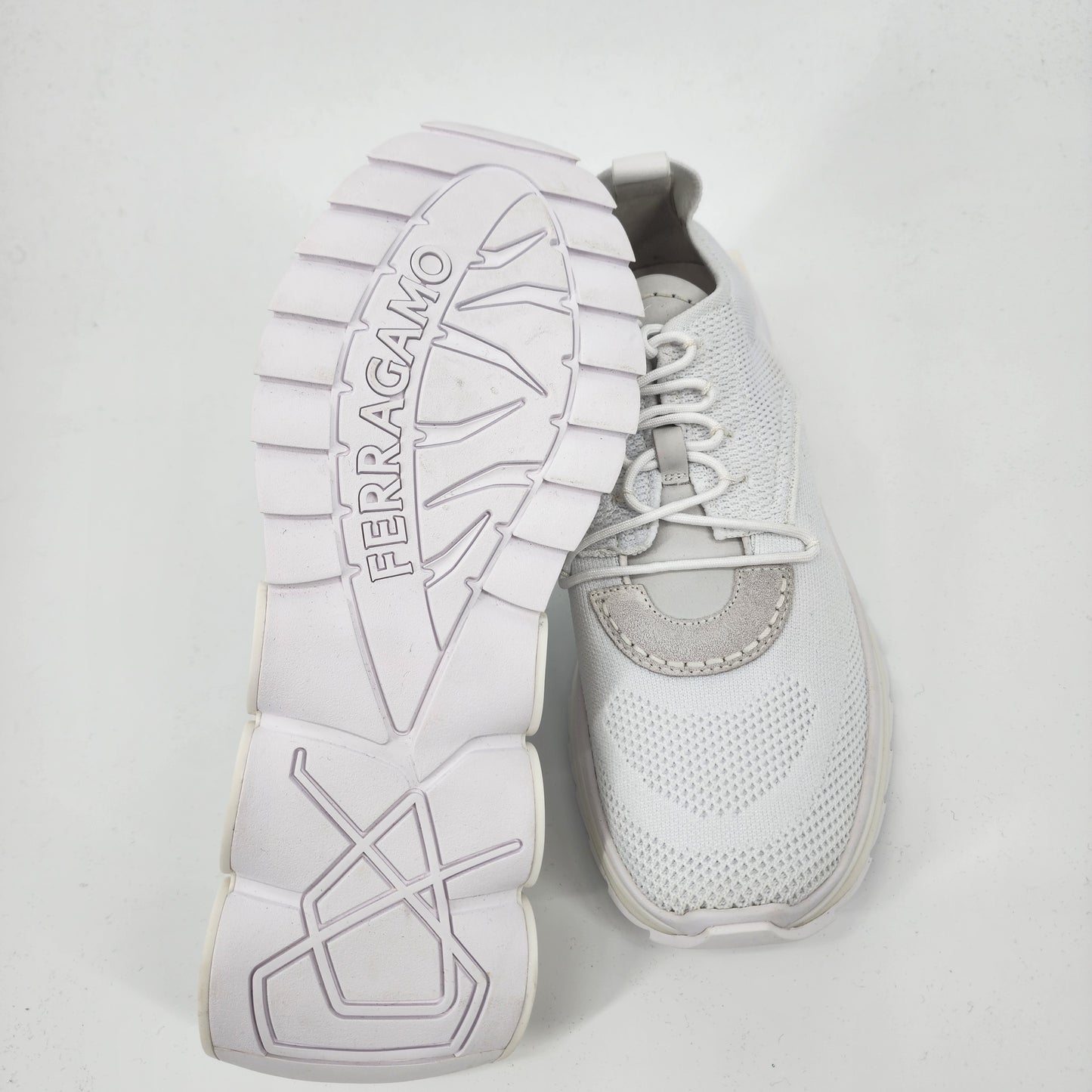 Ferragamo Knitted Running White Trainer Men - Size UK 9