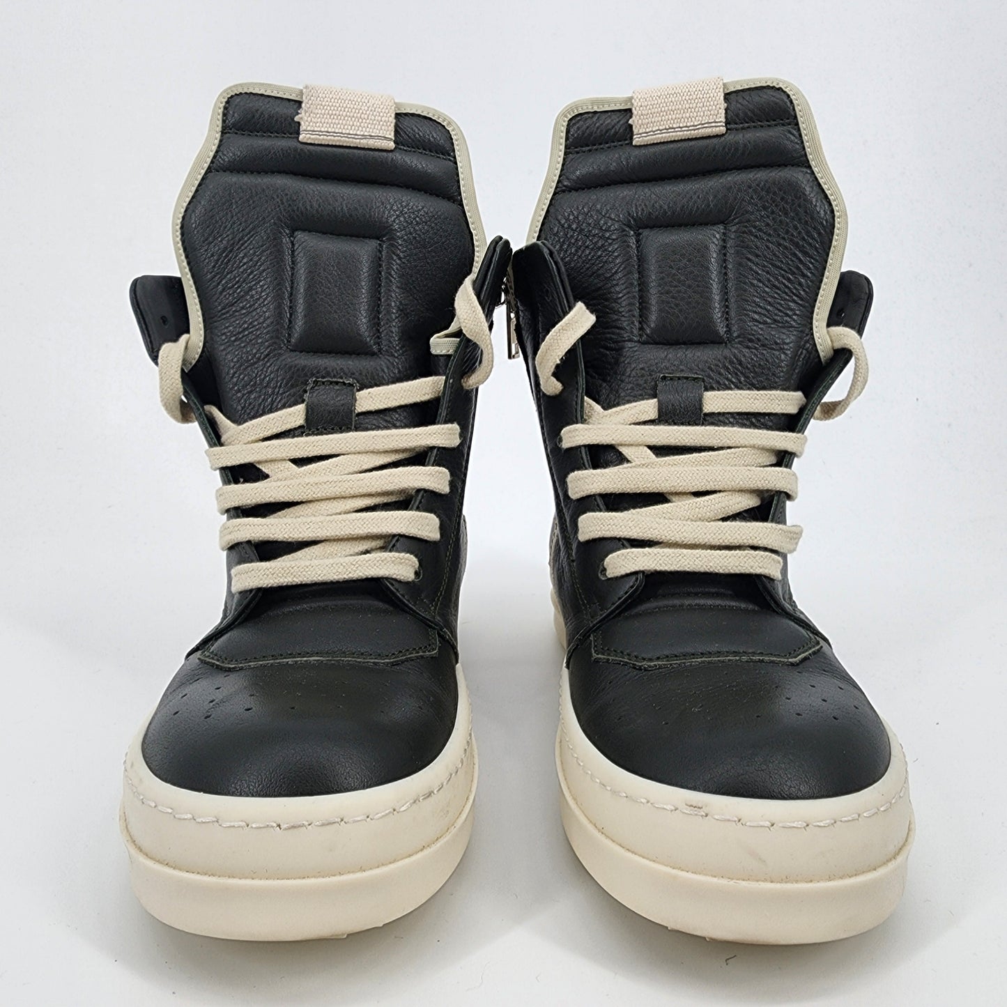 Rick Owens Kids Geobasket Dark Green/ Milk White Sneaker - Size 33