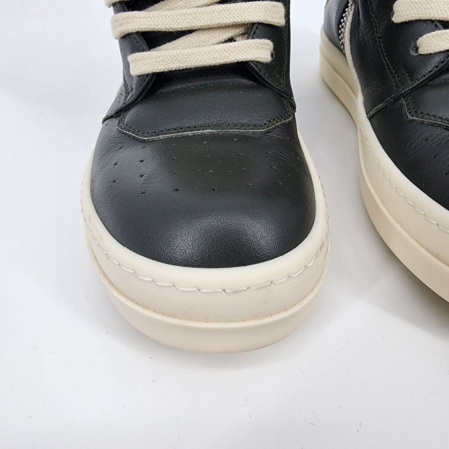 Rick Owens Kids Geobasket Dark Green/ Milk White Sneaker - Size 33