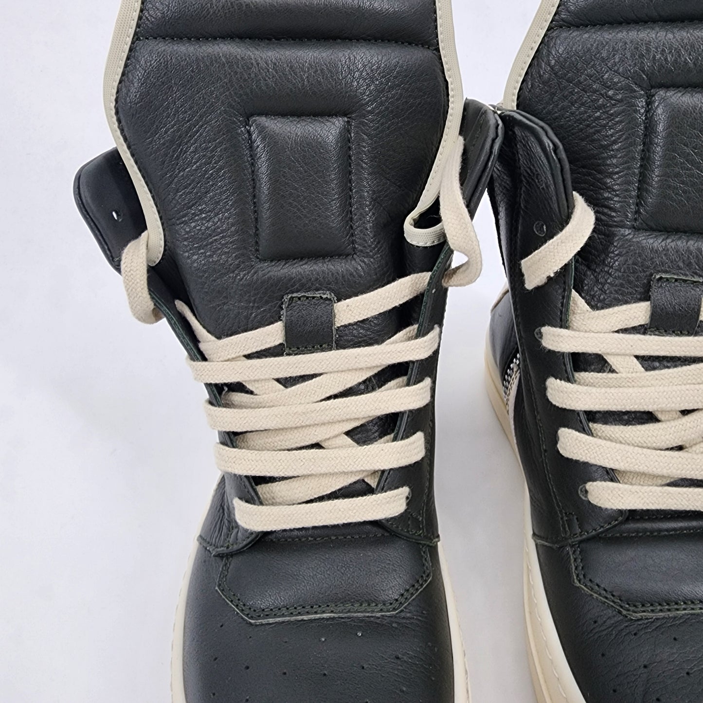 Rick Owens Kids Geobasket Dark Green/ Milk White Sneaker - Size 33