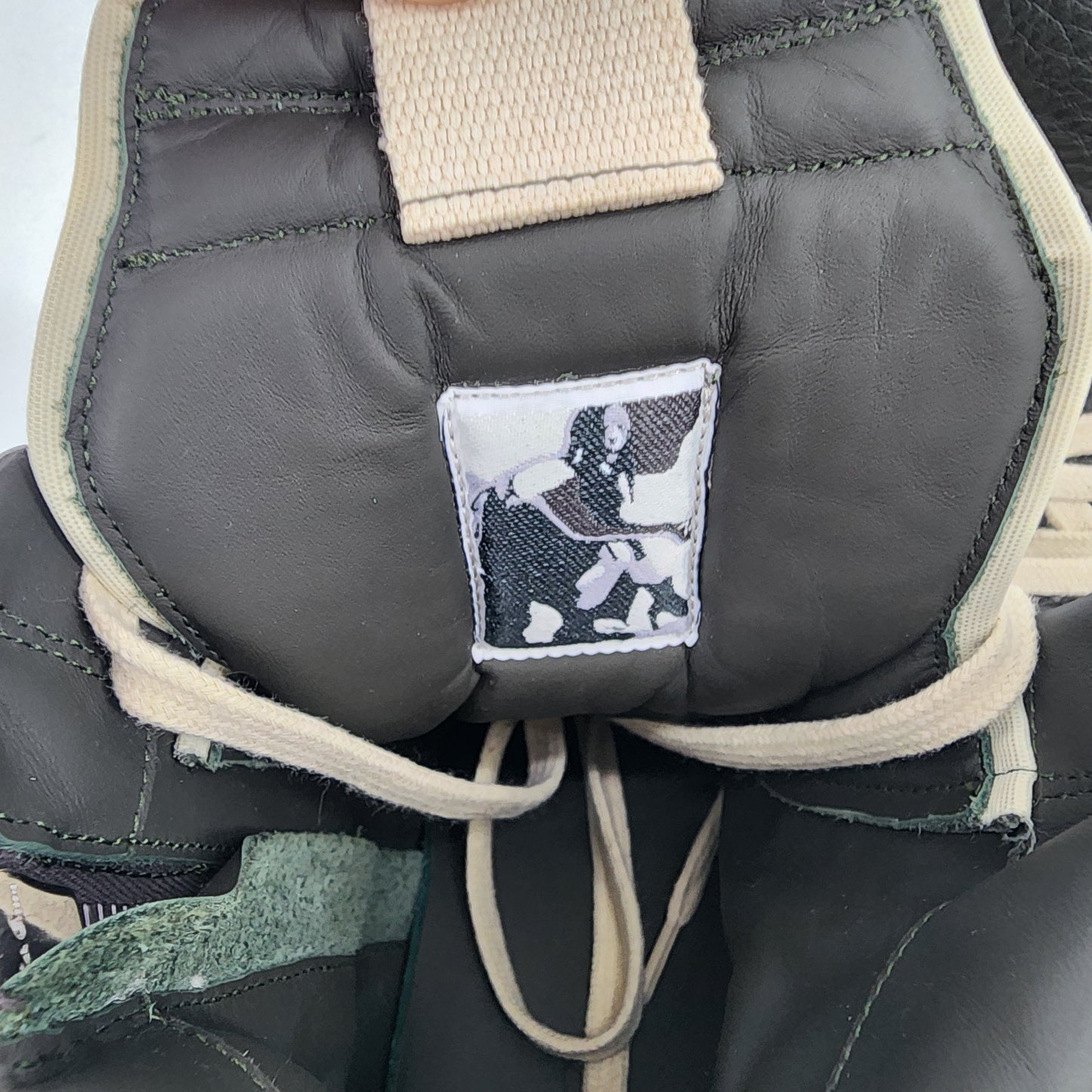 Rick Owens Kids Geobasket Dark Green/ Milk White Sneaker - Size 33