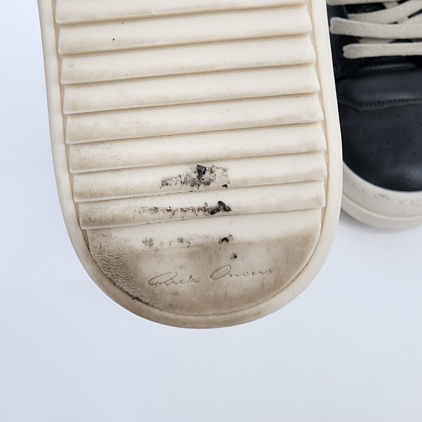 Rick Owens Kids Geobasket Dark Green/ Milk White Sneaker - Size 33