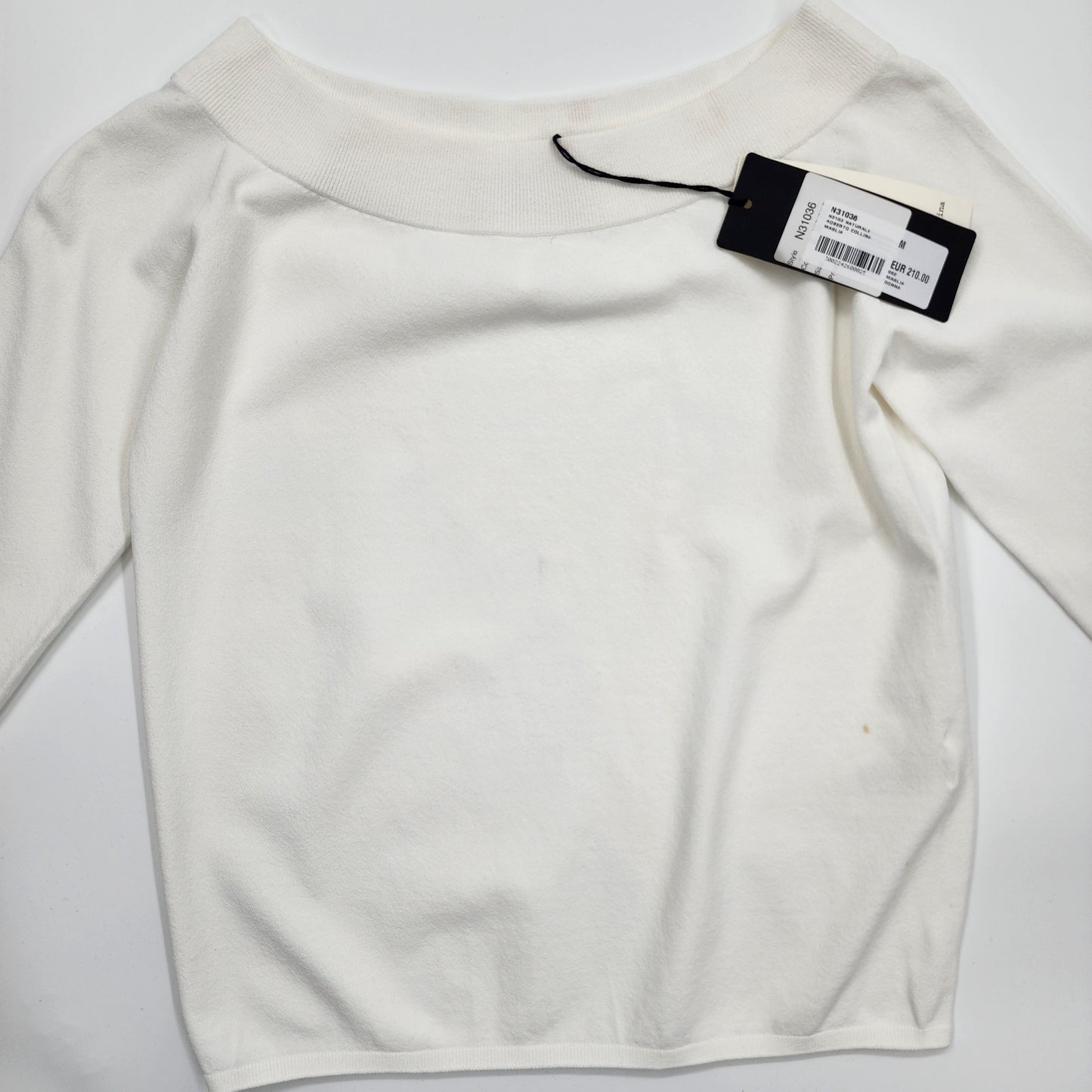 Roberto Collina Off White Boat Neck Top - Size M