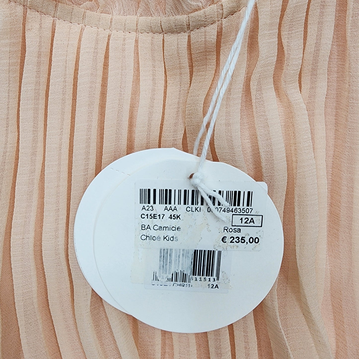 Chloé Kids Pale Pink Ruffle-Detail Silk Blouse - Size 12 years