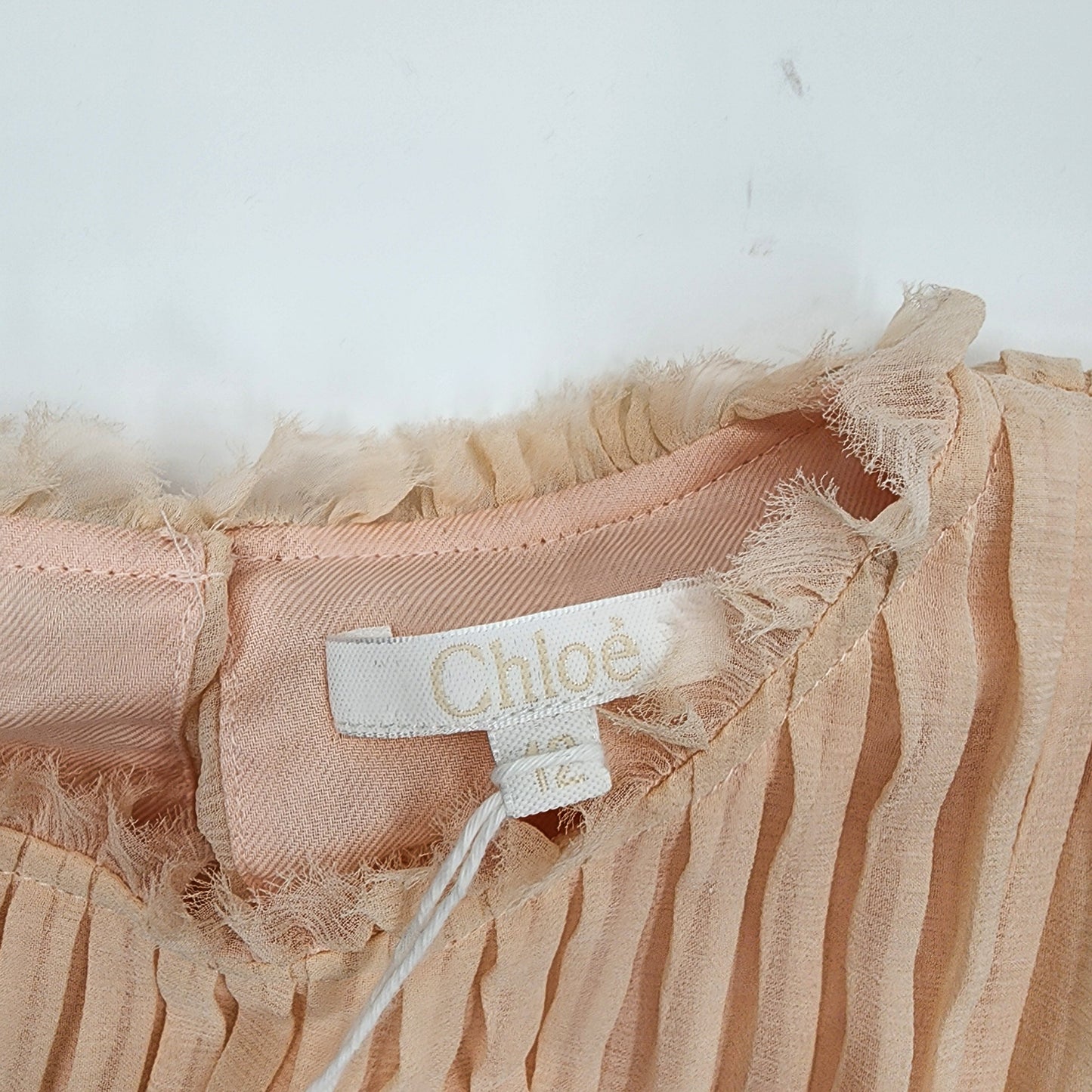 Chloé Kids Pale Pink Ruffle-Detail Silk Blouse - Size 12 years