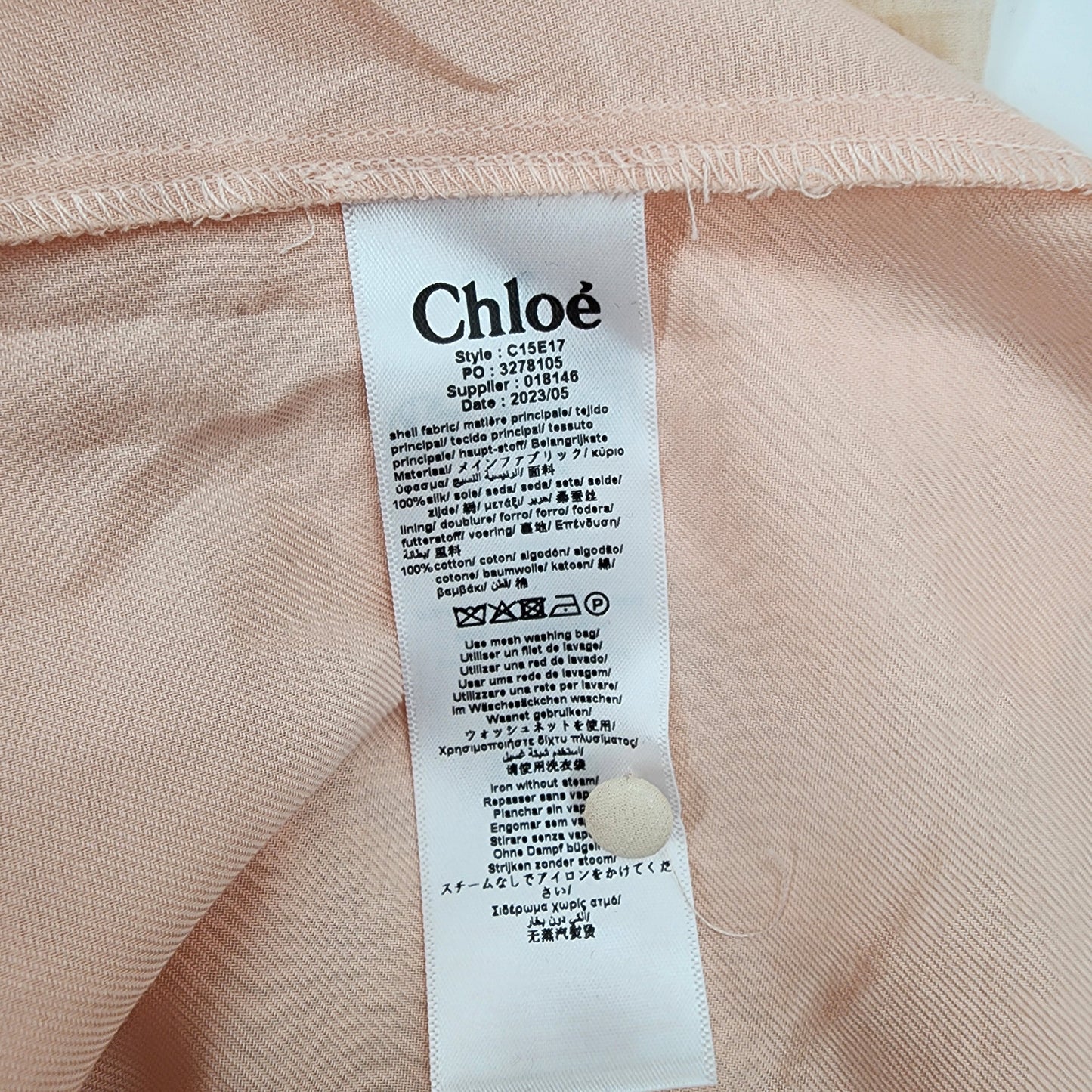 Chloé Kids Pale Pink Ruffle-Detail Silk Blouse - Size 12 years
