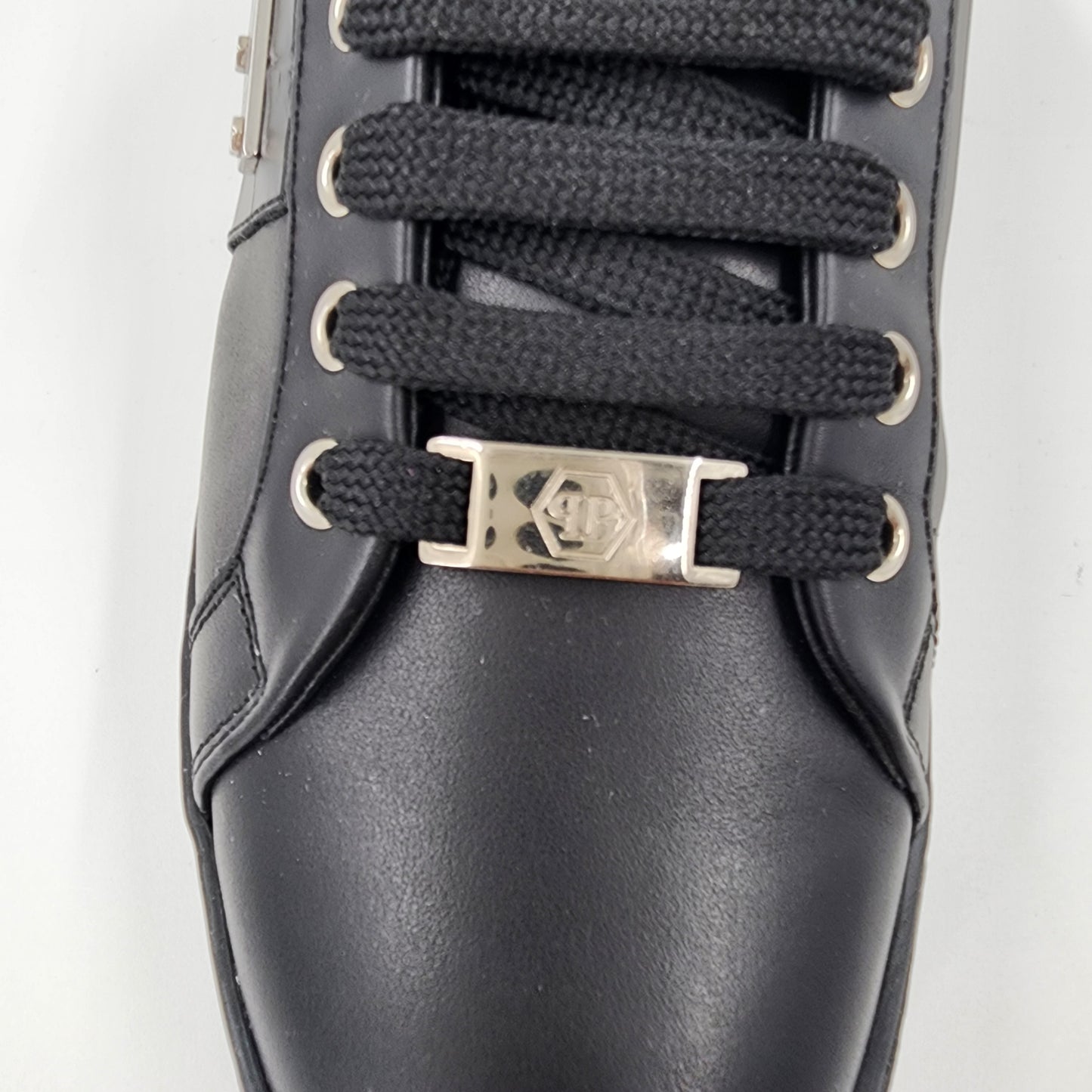 Philipp Plein Triangle Plein-plaque Black leather sneakers - 43