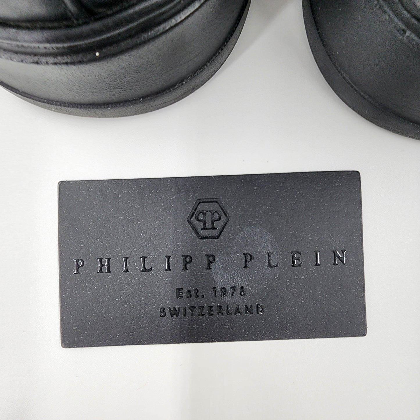 Philipp Plein Triangle Plein-plaque Black leather sneakers - 43