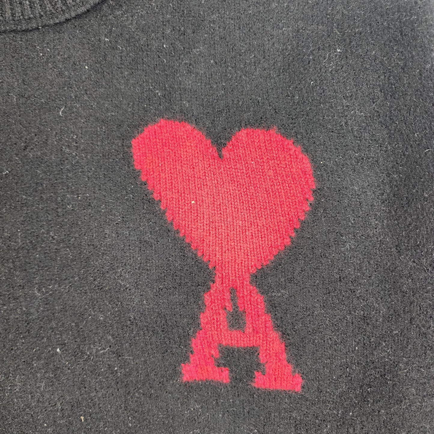 AMI Paris Unisex Black Knit Wool Sweater - Size XL