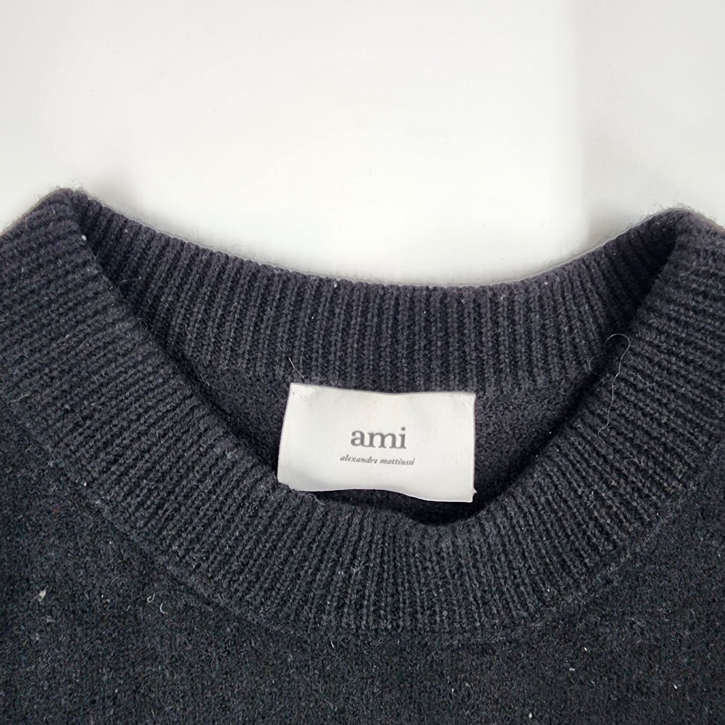 AMI Paris Unisex Black Knit Wool Sweater - Size XL