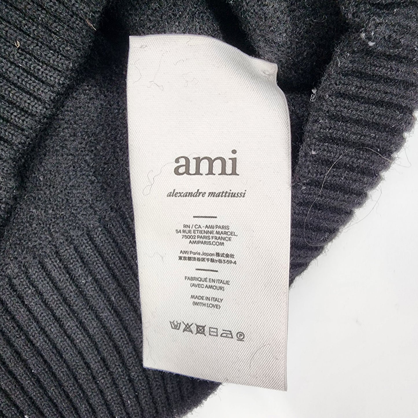 AMI Paris Unisex Black Knit Wool Sweater - Size XL