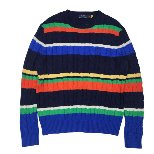 Polo Ralph Lauren Multicolor Striped Cable Knit Sweater - Size M