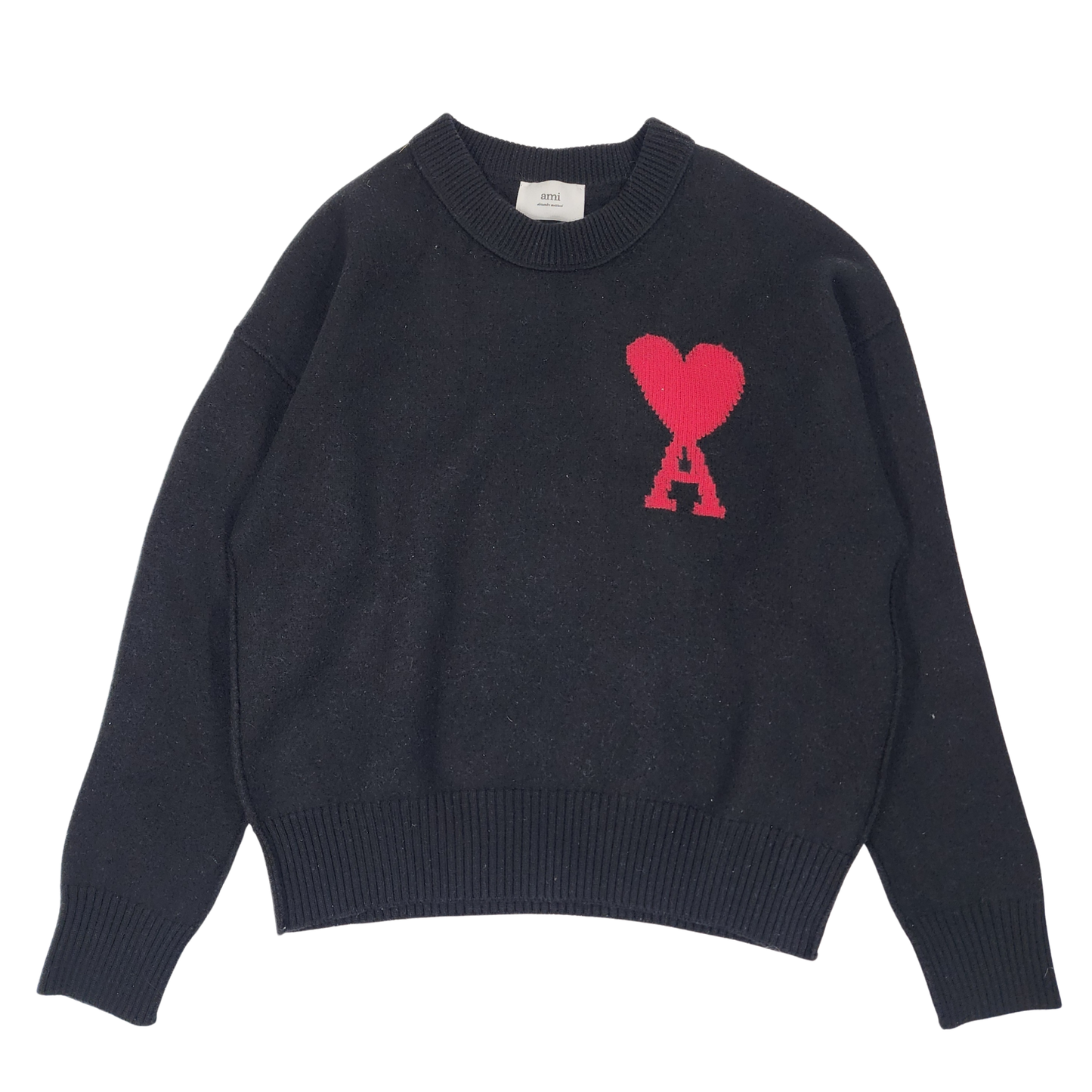 AMI Paris Unisex Black Knit Wool Sweater - Size XL