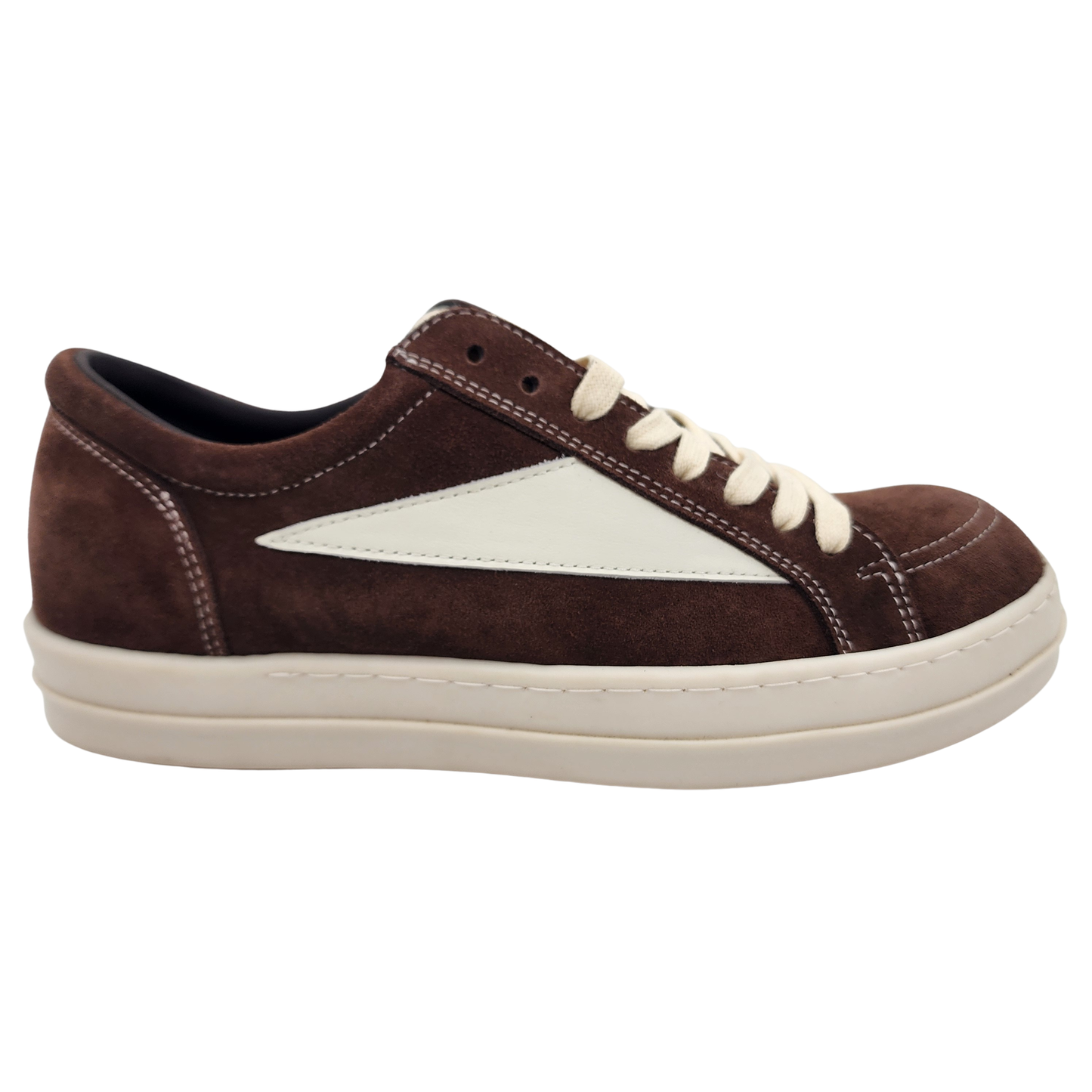 Rick Owens Women's Cream vintage DARK DUST Suede Low Top Trainers Size EU 42