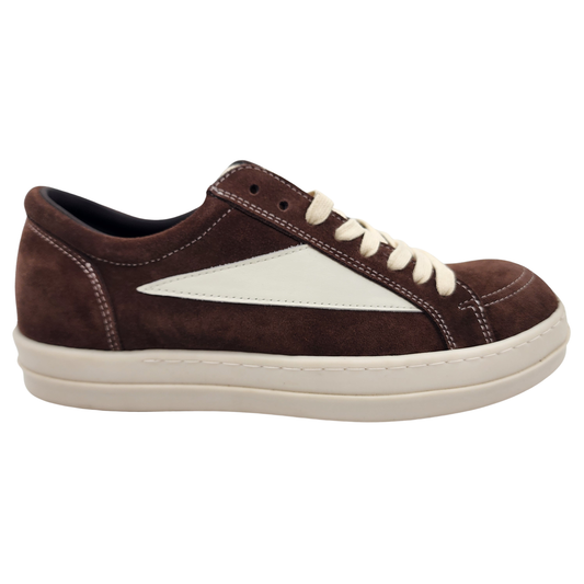 Rick Owens Women's Cream vintage DARK DUST Suede Low Top Trainers Size EU 42