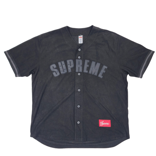 Supreme Ultrasuede Mesh Baseball Jersey Top Black - Size L