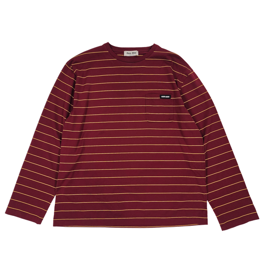 Miu Miu Amaranth Striped Cotton T-Shirt - Size S